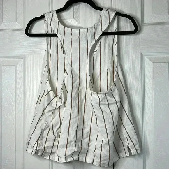 STARS ABOVE Striped Linen Blend Racerback Tank Top Size L - Picture 10 of 13